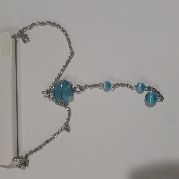 Turquoise Pendant Necklace – Twisted Silver Wire Wrap w/ Beaded Drop | Artisan - Picture 9 of 11